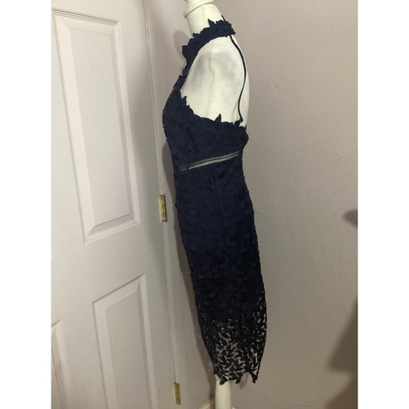 Bardot Gemma Collar Lace Sleeveless Navy Blue Midi Dress 6 - Picture 6 of 12